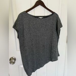 Stella and Dot Dark Gray Short Sleeve Knit Top / Glittery / Metallic / Holiday